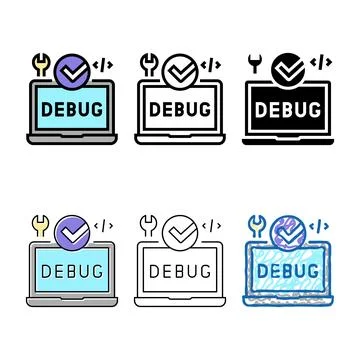 Set laptop debug fixed color icon vector Illustrazione stock