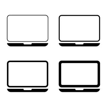 Set of laptop flat web icon, notebook computer technology symbol , blank disp Illustrazione stock