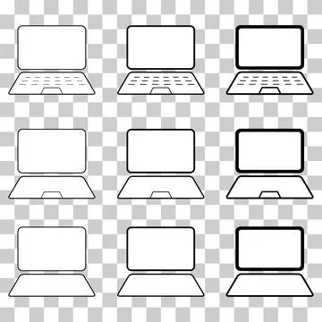 Set of laptop flat web icon, notebook computer technology symbol , blank disp Illustrazione stock
