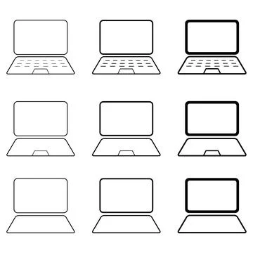 Set of laptop flat web icon, notebook computer technology symbol , blank disp Stock Illustration
