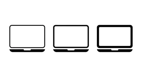 Set of laptop flat web icon, notebook computer technology symbol , blank disp Stock Illustration