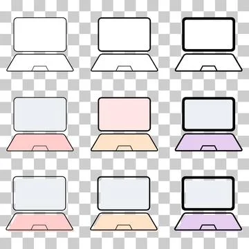 Set of laptop flat web icon, notebook computer technology symbol , blank disp Stock Illustration
