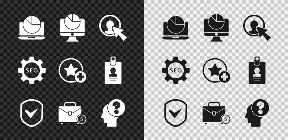 Set Laptop with graph chart, Computer monitor, User of man in business suit Illustrazione stock