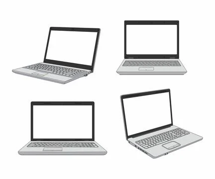 Set of Laptop Stock Illustration