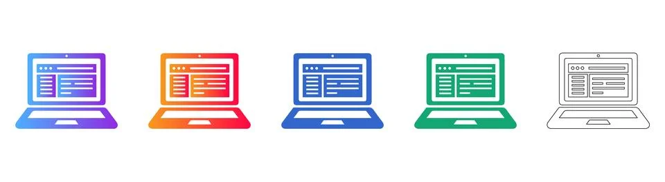 Set of Laptop Interface Icons in Multiple Styles Illustrazione stock