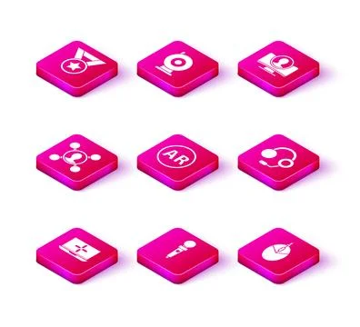 Set Laptop, Joystick for arcade machine, Share, Ar, augmented reality, Computer Stock Illustration