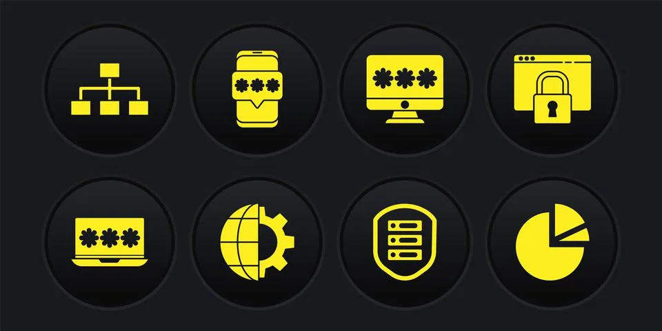 Set Laptop with password, Secure your site HTTPS, SSL, Globe of the Earth and Ilustração Stock