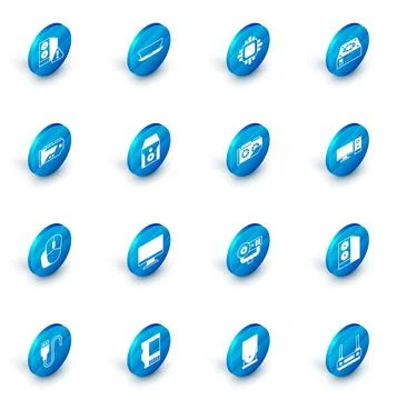 Set Laptop, Processor with CPU, Computer cooler, Video graphic card, mouse イラスト素材