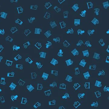 Set Laptop service, Database server, Microphone and Microwave oven on seamless Stock Illustration