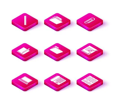 Set Laptop, Telephone, File document, Document folder, Office folders with Stock Illustration