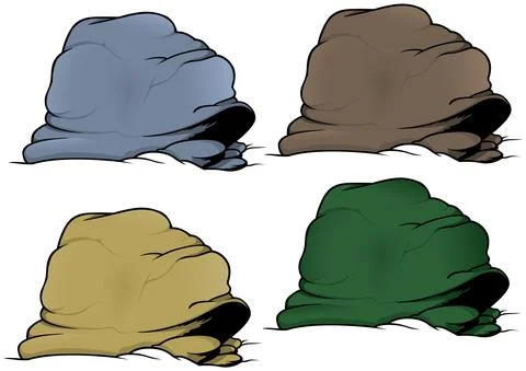 Set of Large and Heavy Boulder with Stones Stock Illustration