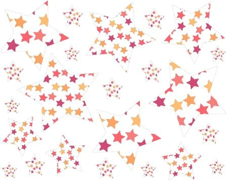 Set of large and small colored stars randomly placed on a white background Stock Illustration