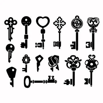 Set of large keys, vector illustration eps10 Illustrazione stock