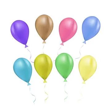 Set of large multi-colored balloons on a white background Stock Illustration