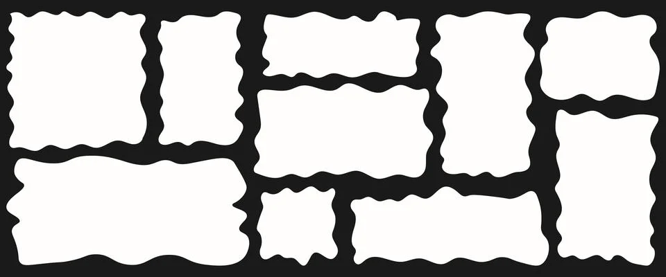 Set of large wavy white rectangles in different proportions, bold abstract .. Illustrazione stock