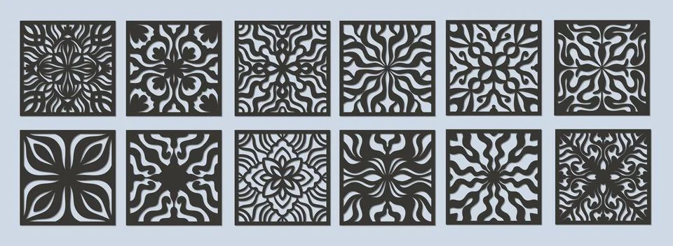 Set of Laser cut vector Decorative panel Stock Illustration