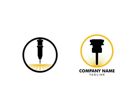 Set of Laser engraving machine vector design logo template Stock Illustration