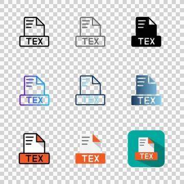 Set of latex file format icons in a minimalist style for a clean look. Stock Illustration