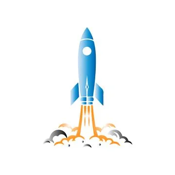 Set of launch rockets isolated on white background. Space rocket launch. Vector Stock Illustration