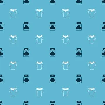 Set Laundry detergent and Drying clothes on seamless pattern. Vector Illustrazione stock