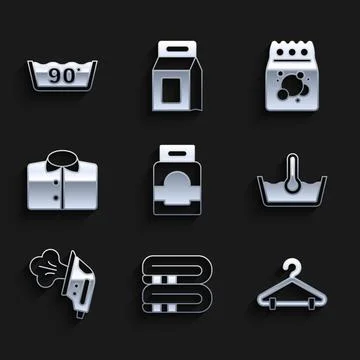 Set Laundry detergent, Towel stack, Hanger wardrobe, Temperature wash, Electric イラスト素材