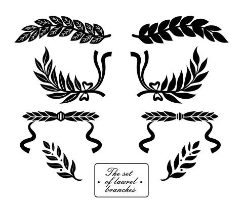 The set of laurel branches. Design elements in vector for cards, emblems. Stock Illustration
