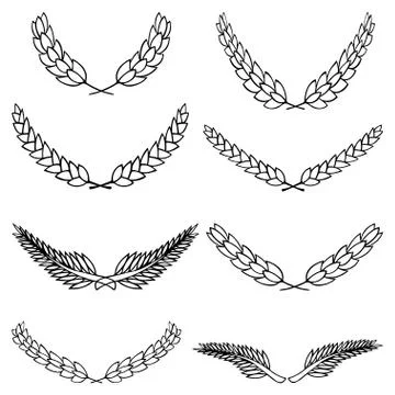 Set of laurel wreath. Stock Illustration
