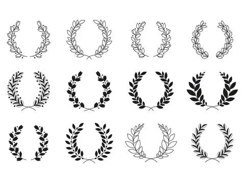 Set of Laurel Wreaths Collection Stock Illustration