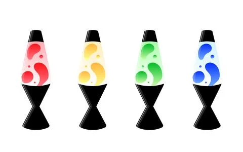 Set of Lava lamps with liquid gradient inside. Concept of astro and disco 7.. Stock Illustration