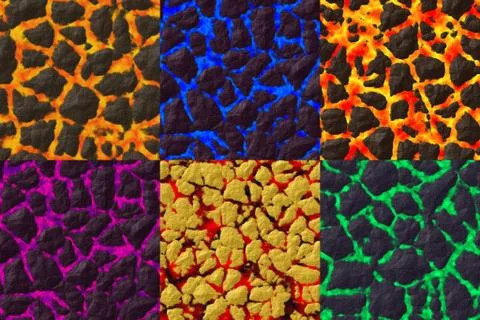 Set of lava stones seamless generated textures Stock Illustration