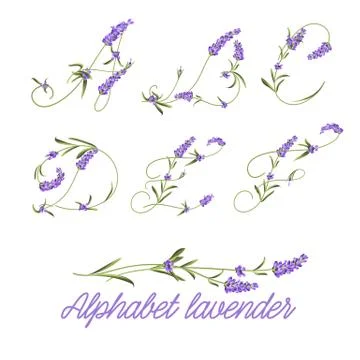 Set of lavender flowers Stock Illustration