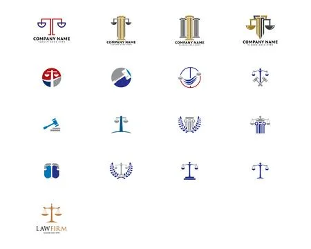 Set of Law Firm Logo Vector Template Design Stock Illustration