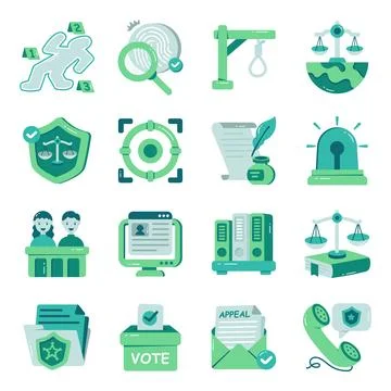 Set of Law Flat Icons Stock Illustration