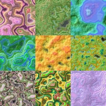 Set of layered stone seamless generated textures Stock Illustration