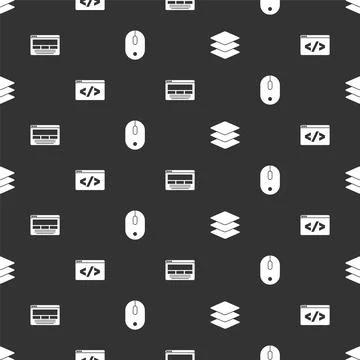 Set Layers, Front end development, UI or UX design and Computer mouse on Illustrazione stock