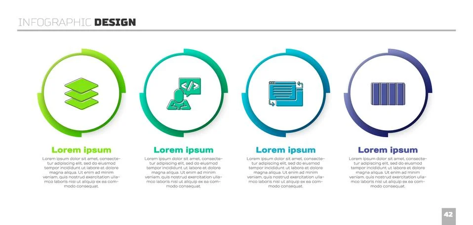 Set Layers, Front end development, UI or UX design and Color palette guide Stock Illustration