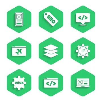 Set Layers, Front end development, UI or UX design, Website statistic, template 스톡 일러스트