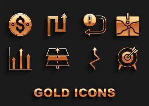 Set Layers, Intersection point, Target, Arrow, Pie chart infographic, Dollar Stock Illustration