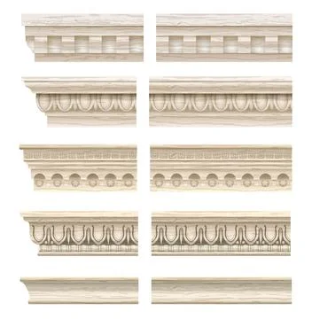 Set of ld classical marble cornices Stock Illustration