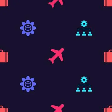 Set Lead management, Product development, Plane and Suitcase for travel on 스톡 일러스트