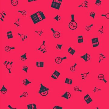 Set Lead management, SEO optimization, Magnifying glass and analysis and Illustrazione stock