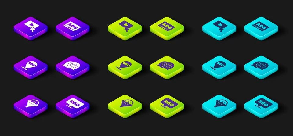 Set Lead management, SEO optimization, Customer product rating, Advertising and 스톡 일러스트