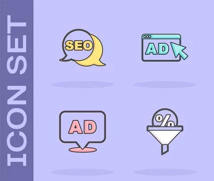 Set Lead management, SEO optimization, Advertising and icon. Vector 스톡 일러스트