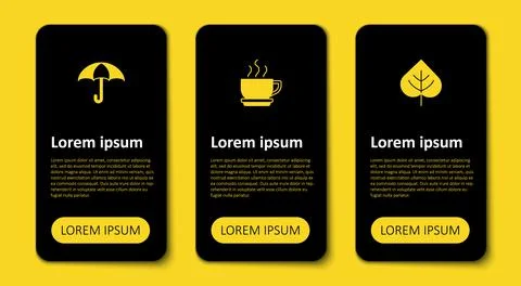 Set Leaf, Coffee cup and Umbrella. Business infographic template. Vector Stock Illustration
