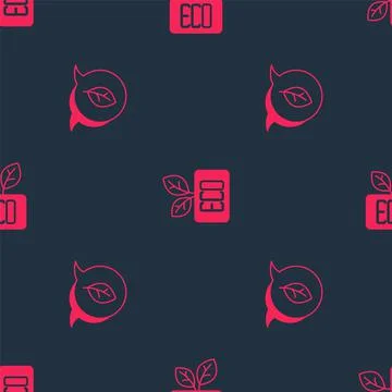 Set Leaf Eco symbol and on seamless pattern. Vector イラスト素材