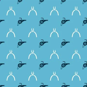 Set Leaf garden blower and Pliers tool on seamless pattern. Vector Illustrazione stock