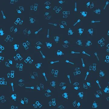 Set Leaf, Handle broom, Hedgehog and Tractor on seamless pattern. Vector Illustrazione stock