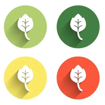 Set Leaf icon isolated with long shadow background. Leaves sign. Fresh natu.. Stock Illustration