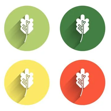 Set Leaf icon isolated with long shadow background. Leaves sign. Fresh natu.. Stock Illustration