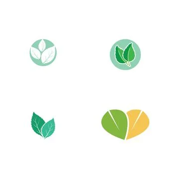 Set Leaf Mint Logo Template vector Stock Illustration